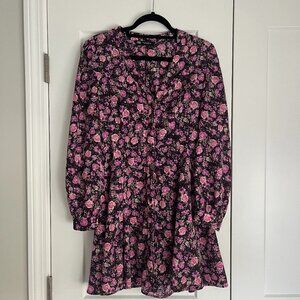 Zara floral long sleeve button up dress